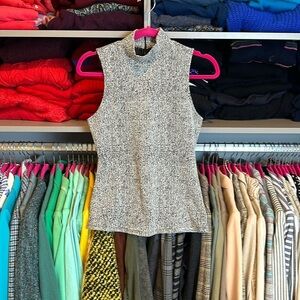 Express white black tweed like sleeveless mock turtleneck size XS